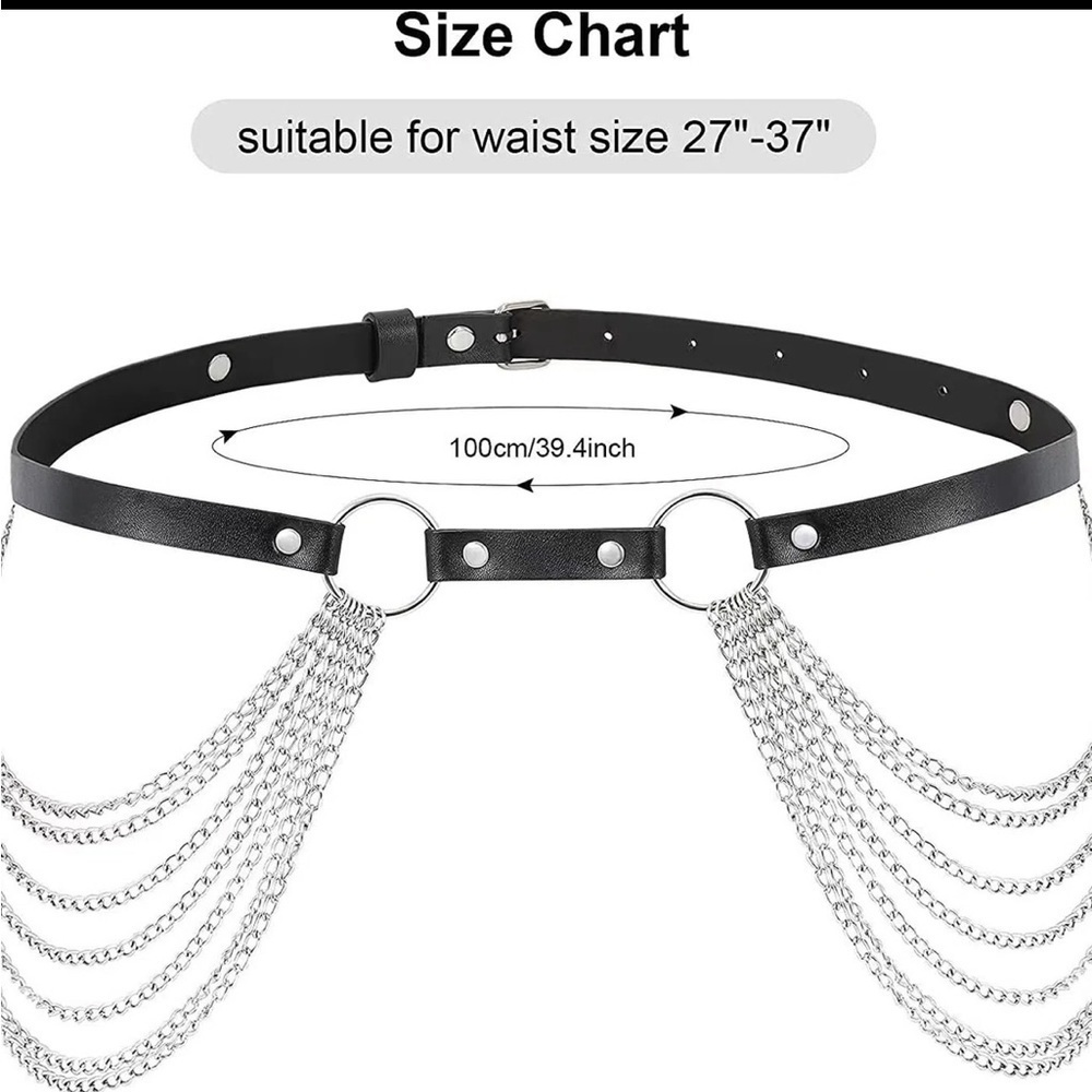 Sexy chain belt. Faux leather. 1 piece multilayer chains - Picture 9 of 10